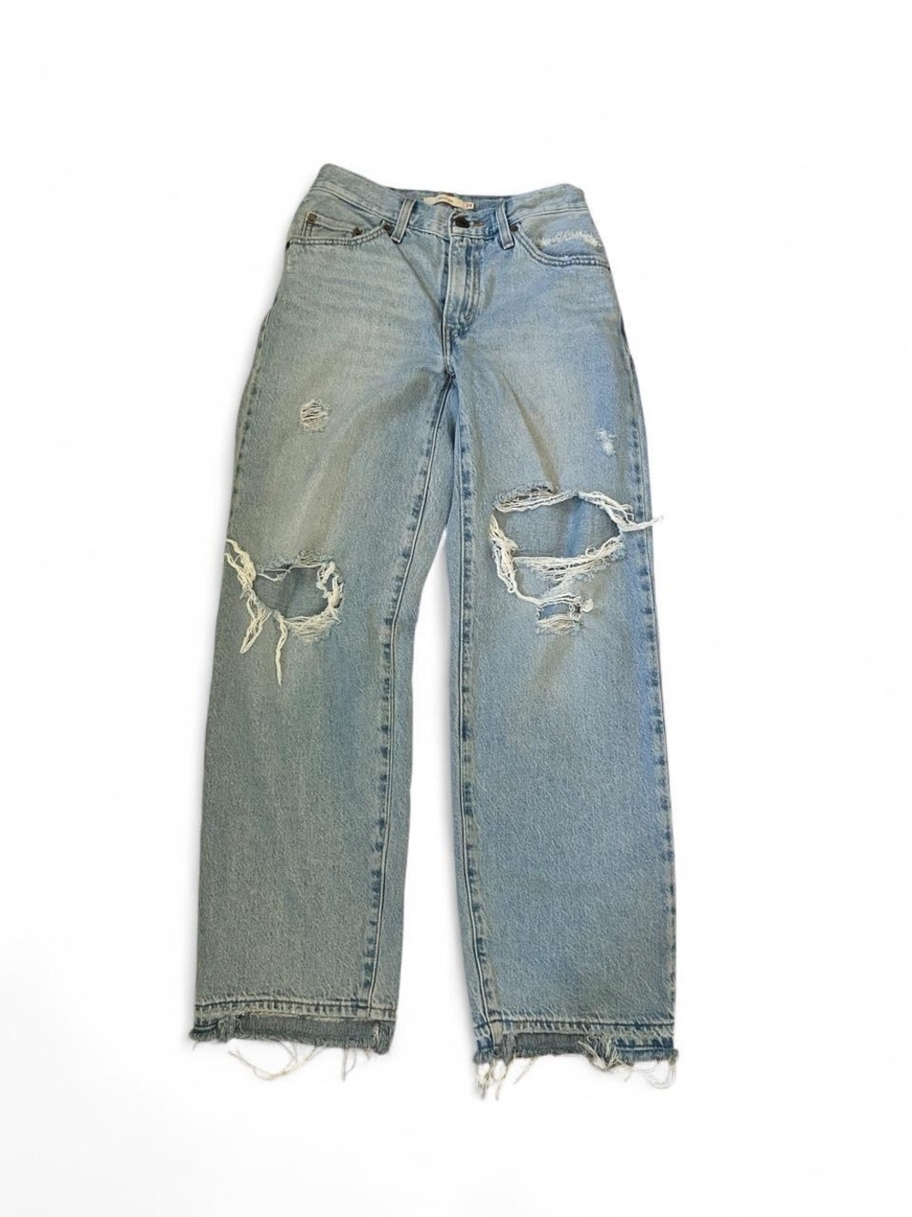 Levi's Light Blue Distressed Baggy Dad Jeans